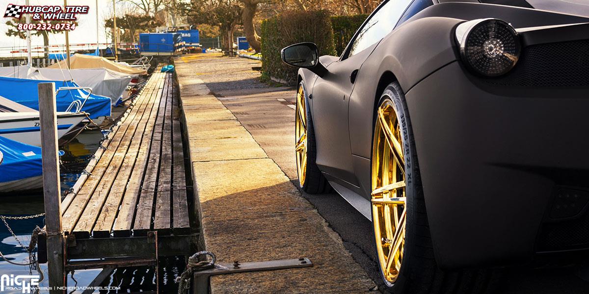vehicle gallery/ferrari 458 speciale niche roma 21x95  Polished Translucent Gold wheels and rims