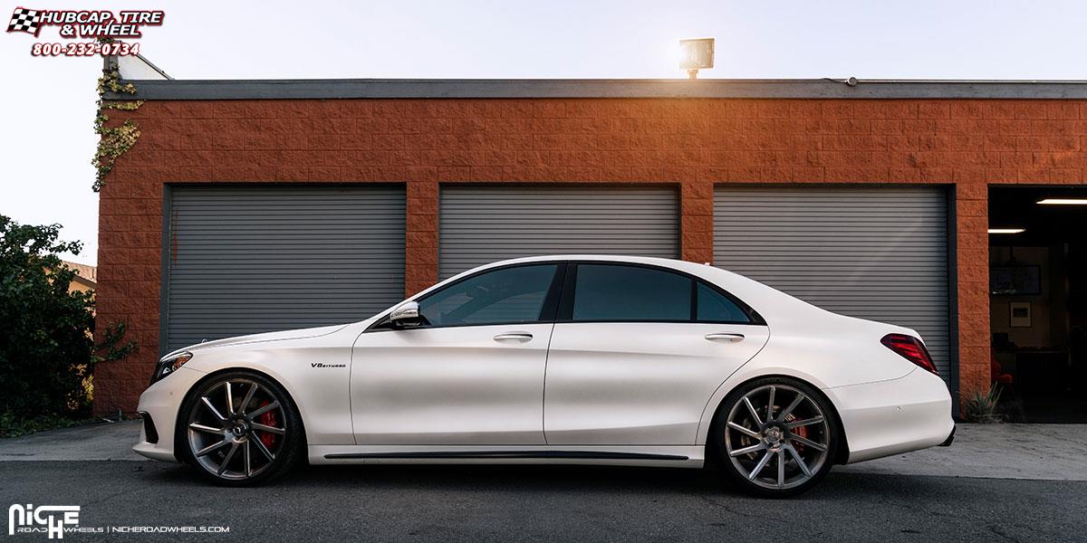 vehicle gallery/mercedes benz s63 amg niche rs10 22x9  Brushed Gloss DDT wheels and rims