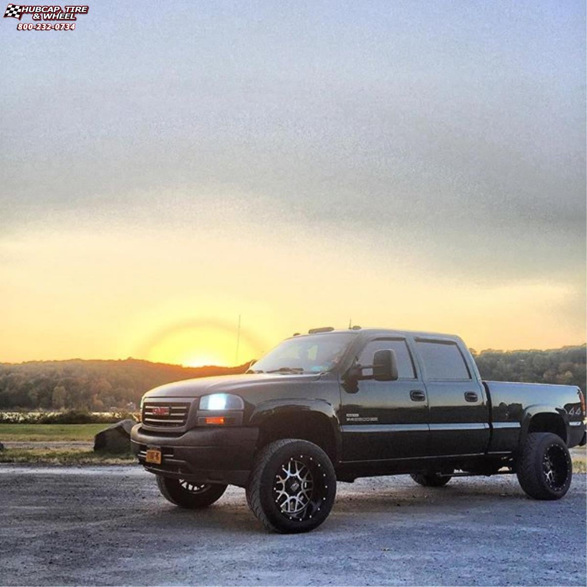 vehicle gallery/gmc sierra 2500 xd series xd820 grenade  Satin Black Machined Face wheels and rims