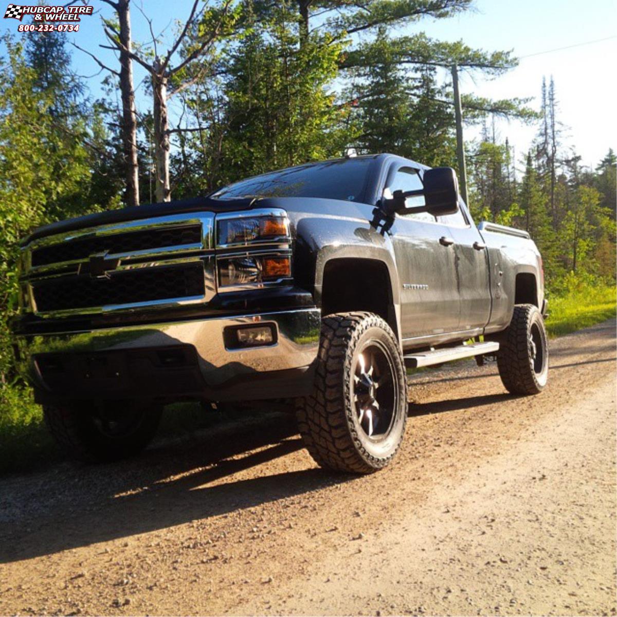 vehicle gallery/chevrolet silverado 1500 moto metal mo970  Gloss Black Machined Face wheels and rims