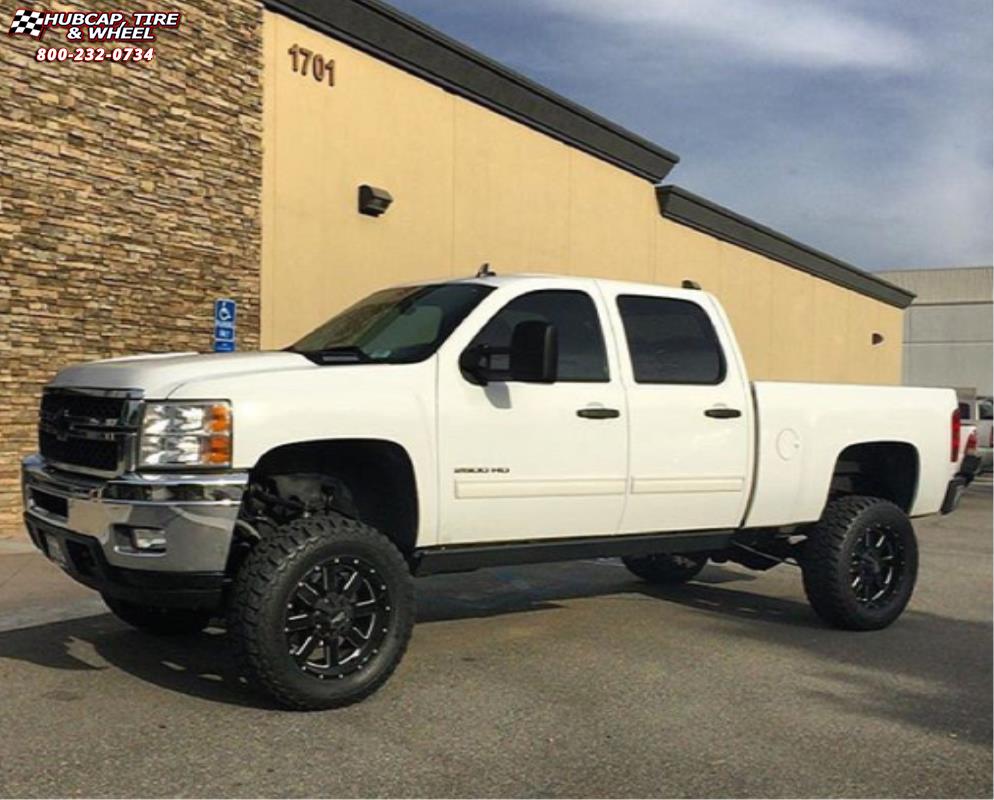 vehicle gallery/chevrolet silverado 2500 hd moto metal mo962  Gloss Black & Milled wheels and rims