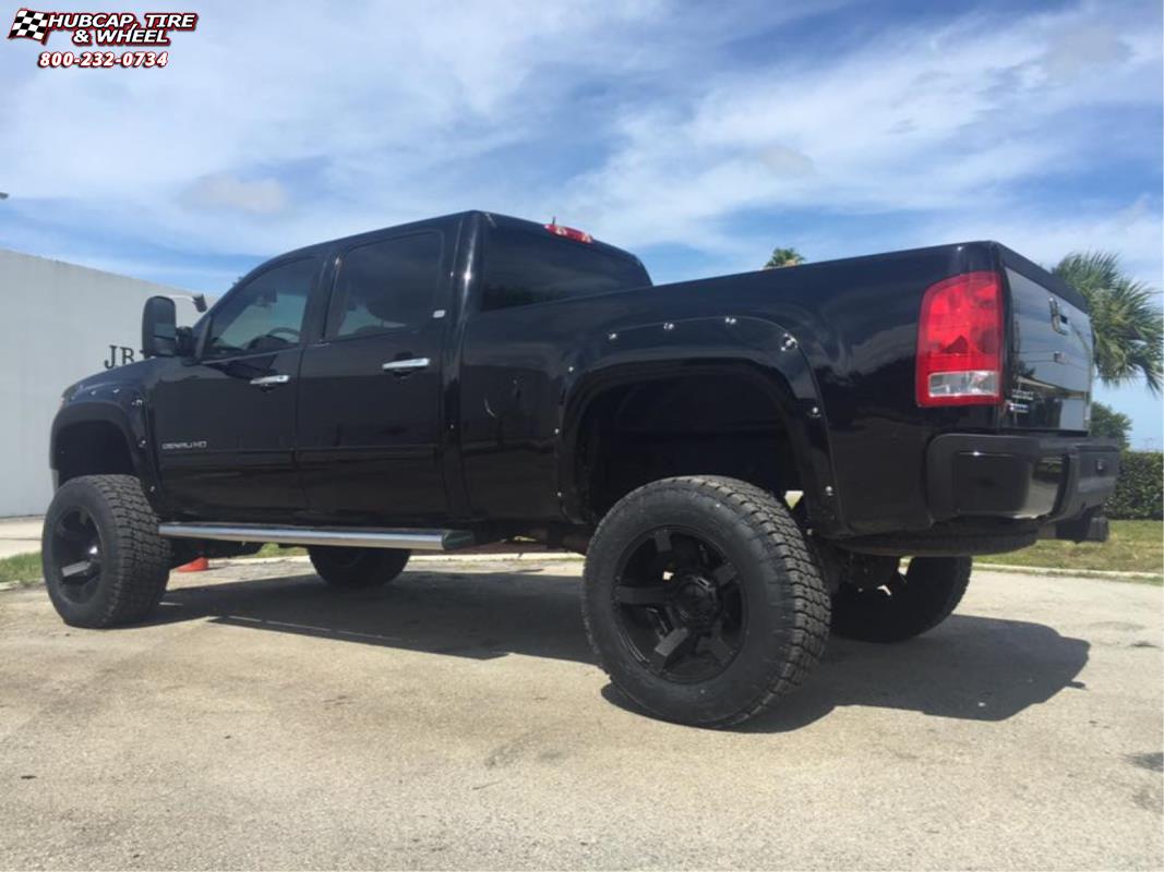 vehicle gallery/gmc sierra 2500 xd series xd811 rockstar 2  Satin Black and Black Inserts wheels and rims