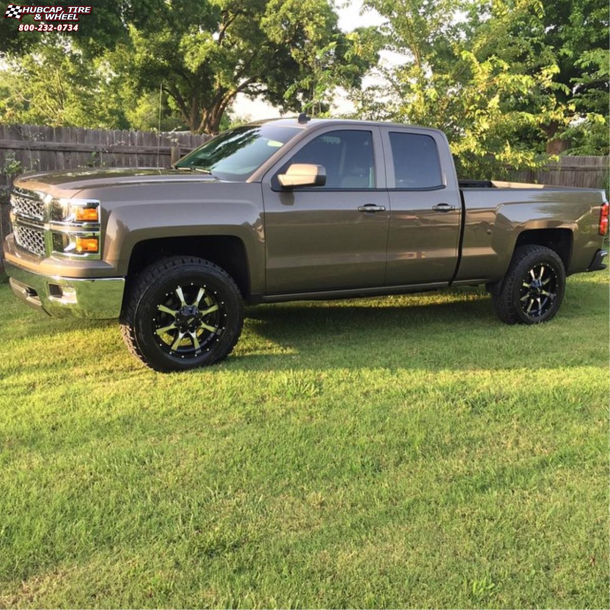 vehicle gallery/chevrolet silverado 1500 moto metal mo970  Gloss Black Machined Face wheels and rims