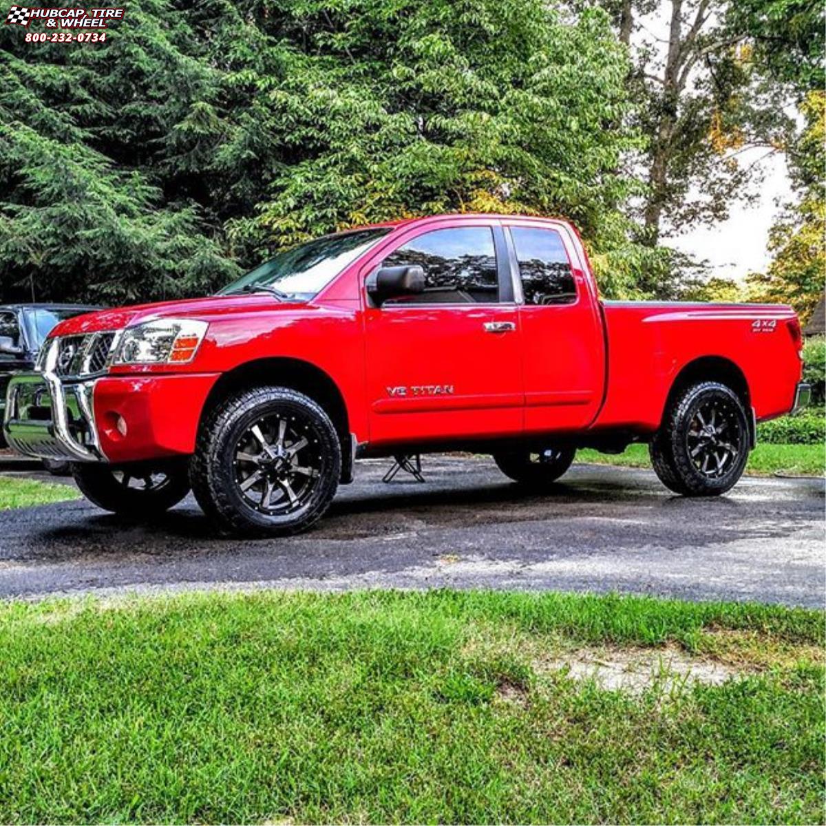 vehicle gallery/nissan titan moto metal mo970  Gloss Black Machined Face wheels and rims