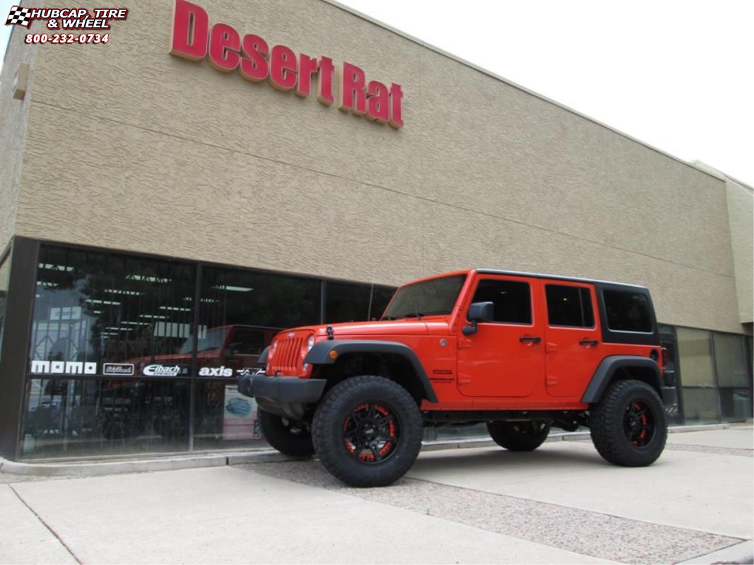 vehicle gallery/jeep wrangler moto metal mo961  Satin Black Red Insert wheels and rims