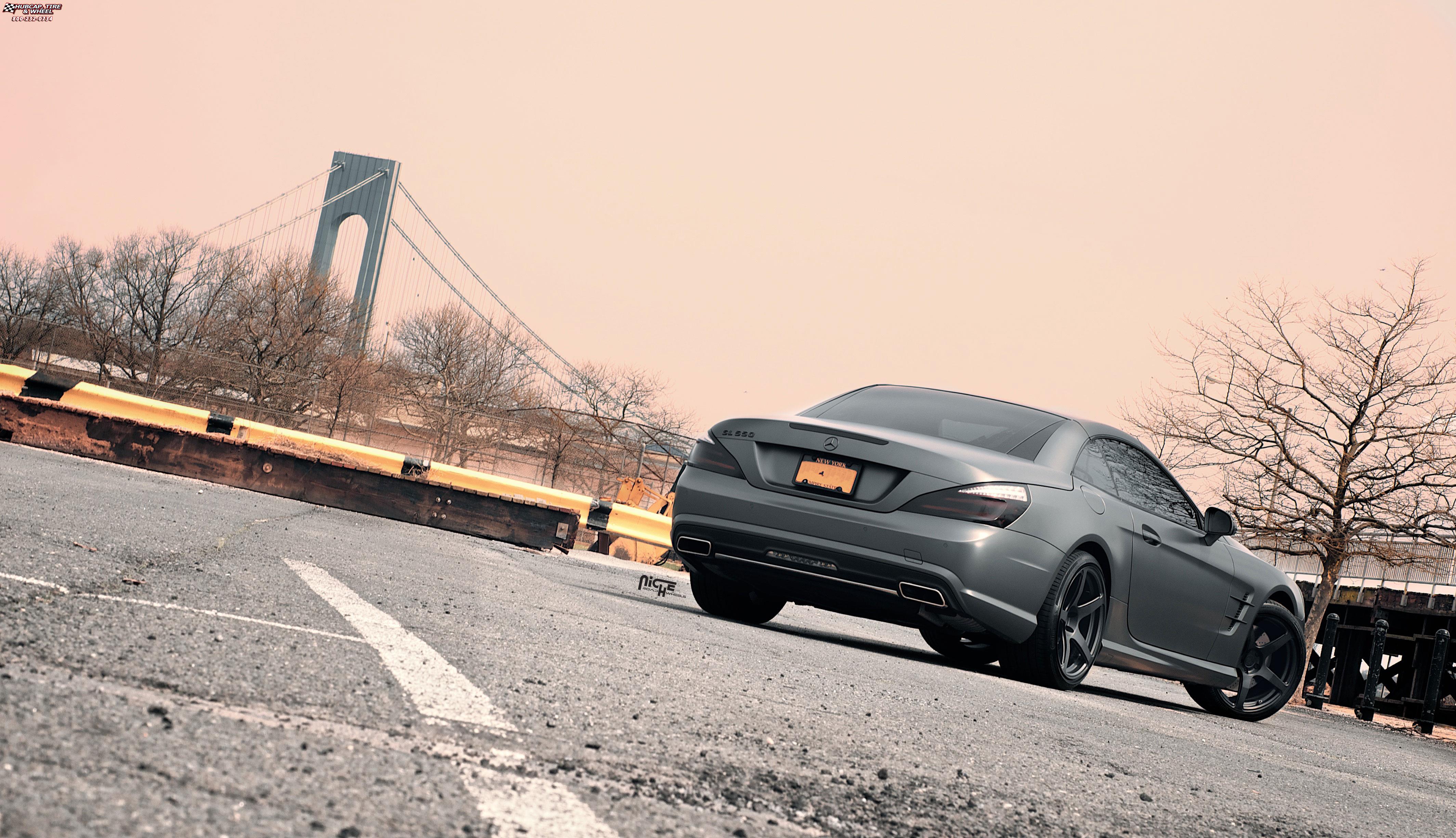 vehicle gallery/mercedes benz sl550 niche scuderia 5 19x85  Matte Black wheels and rims