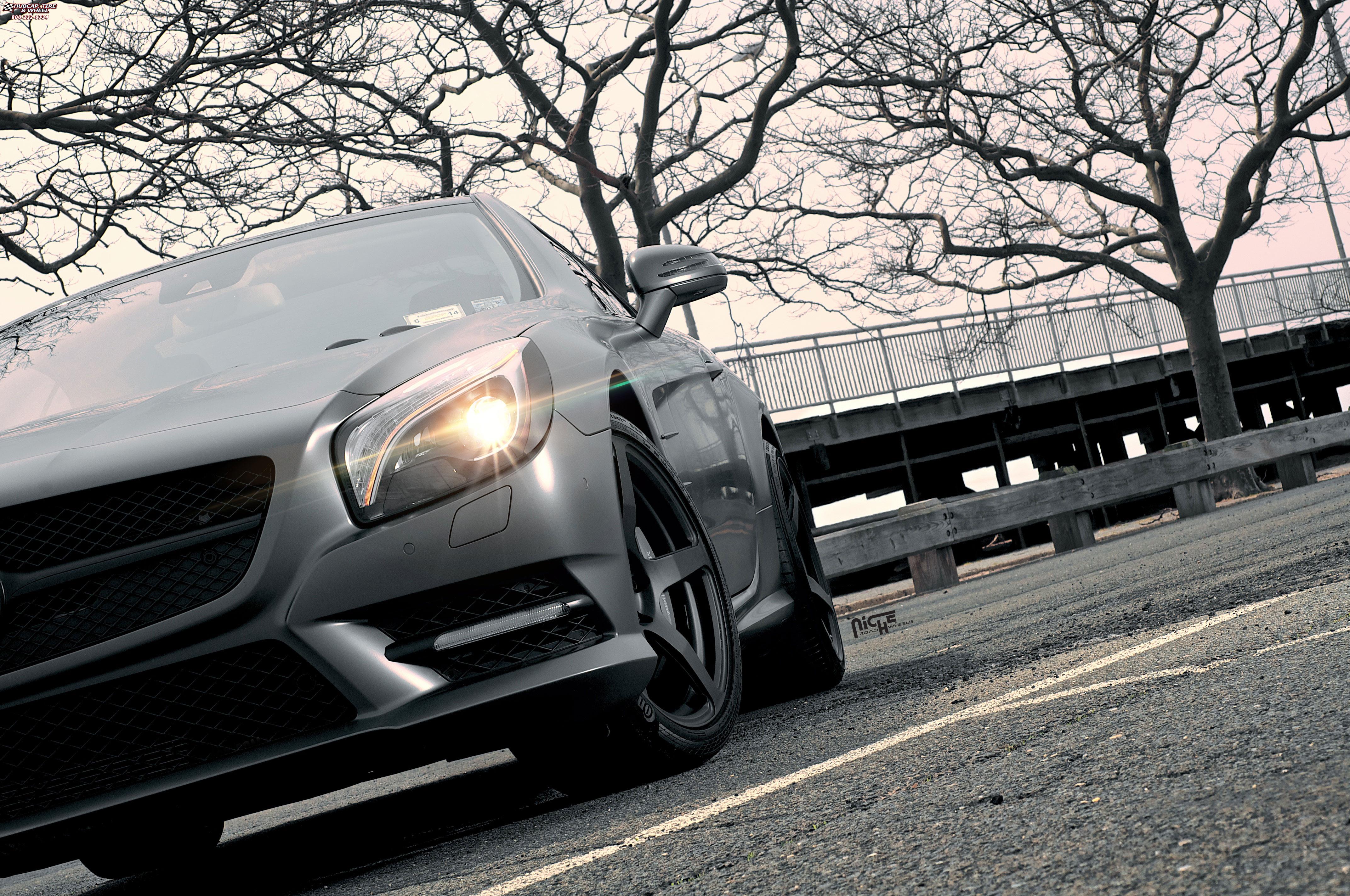 vehicle gallery/mercedes benz sl550 niche scuderia 5 19x85  Matte Black wheels and rims