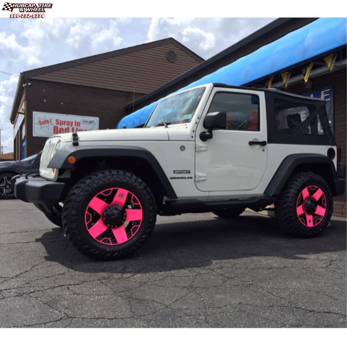 vehicle gallery/jeep wrangler xd series xd775 rockstar x  Matte Black Pink wheels and rims