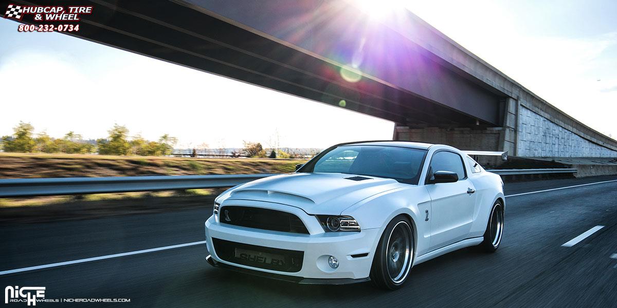 vehicle gallery/ford mustang niche vella 20x95  Brushed | Matte DDT | Titanium Bolts wheels and rims