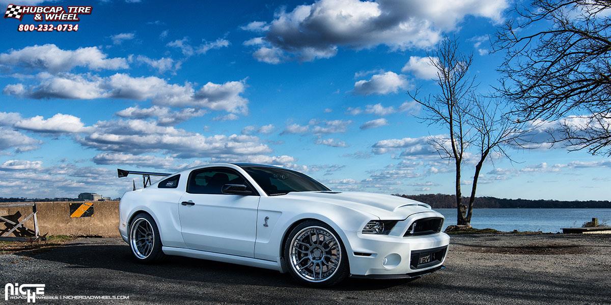 vehicle gallery/ford mustang niche vella 20x95  Brushed | Matte DDT | Titanium Bolts wheels and rims
