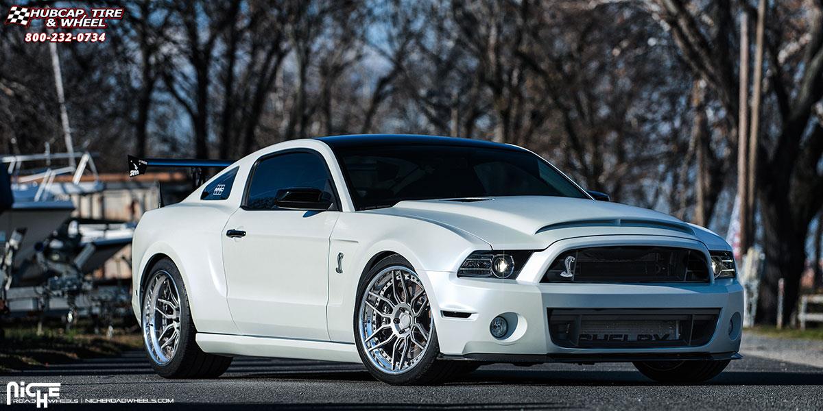 vehicle gallery/ford mustang niche vella 20x95  Brushed | Matte DDT | Titanium Bolts wheels and rims