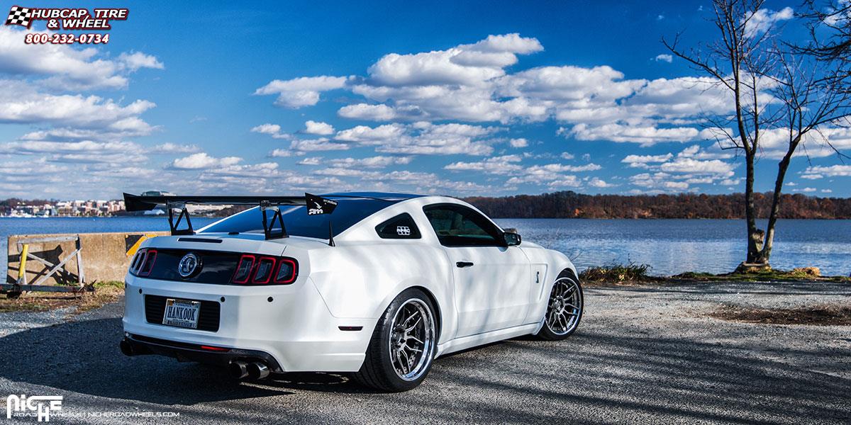 vehicle gallery/ford mustang niche vella 20x95  Brushed | Matte DDT | Titanium Bolts wheels and rims