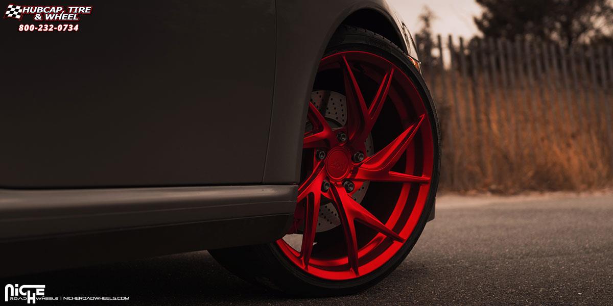 vehicle gallery/porsche 911 niche sotto 20x9  Matte Candy Red wheels and rims