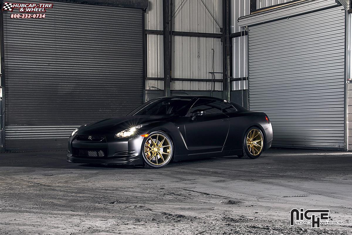 vehicle gallery/nissan gt r niche misano  Hi Luser Polish | Gold Tint wheels and rims