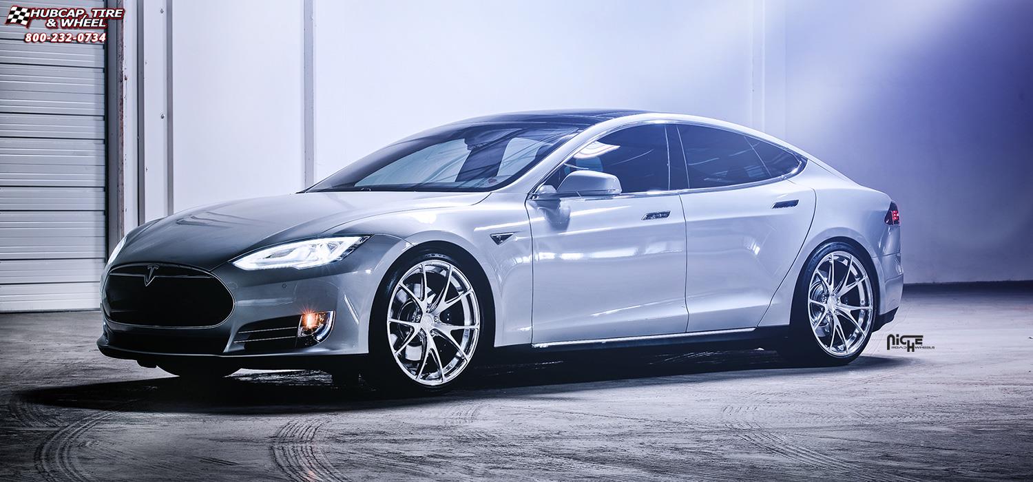 vehicle gallery/tesla model s p85 niche stuttgart 21x9  Brushed Face | Hi Luster Polished Windows | Brushed Barrel wheels and rims
