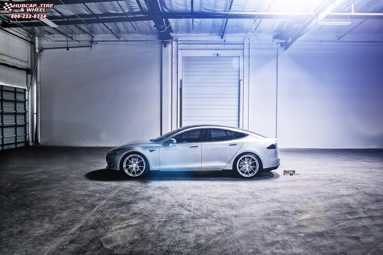 vehicle gallery/tesla model s p85 niche stuttgart 21x9  Brushed Face | Hi Luster Polished Windows | Brushed Barrel wheels and rims