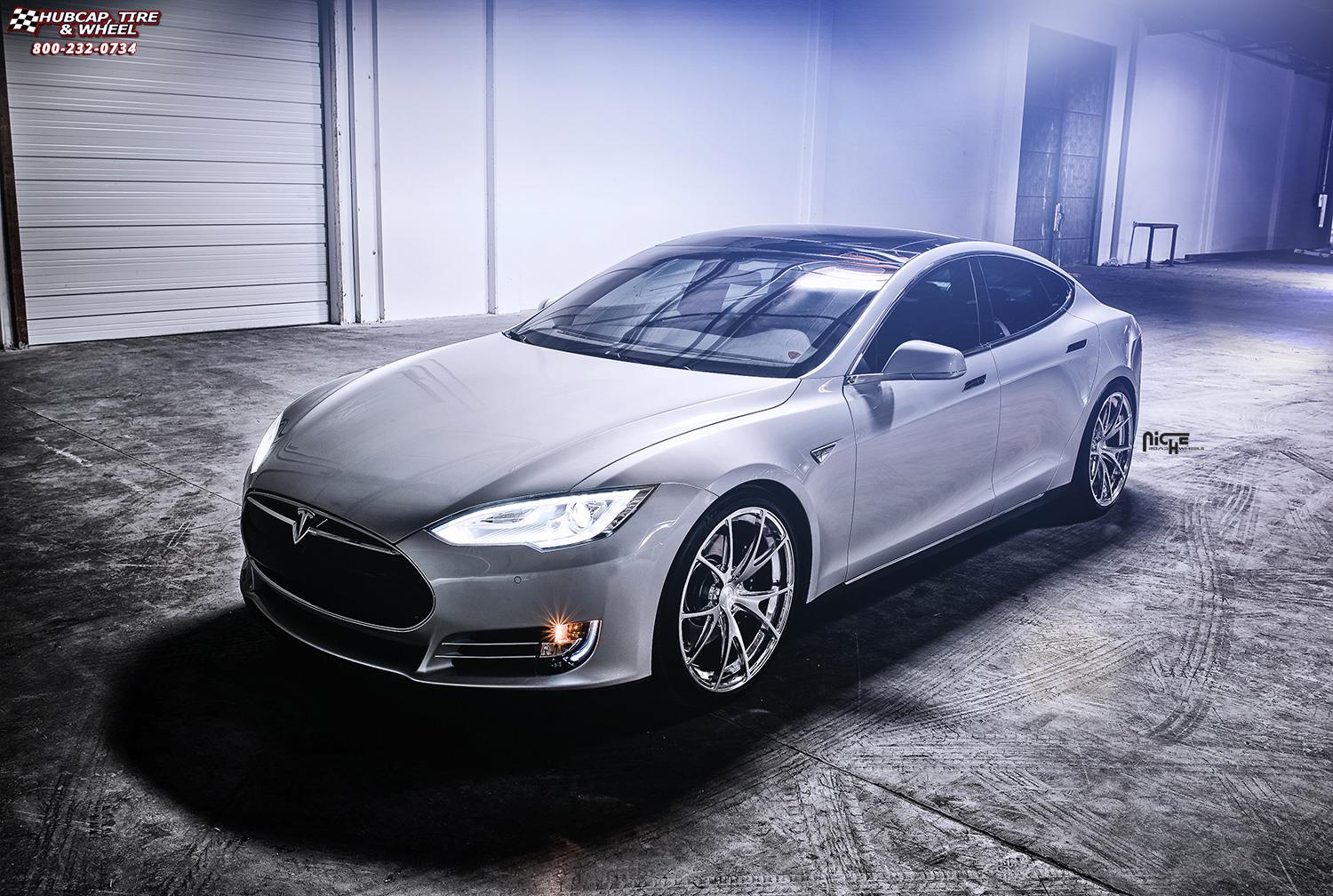 vehicle gallery/tesla model s p85 niche stuttgart 21x9  Brushed Face | Hi Luster Polished Windows | Brushed Barrel wheels and rims