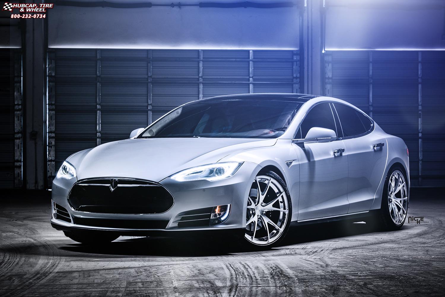 vehicle gallery/tesla model s p85 niche stuttgart 21x9  Brushed Face | Hi Luster Polished Windows | Brushed Barrel wheels and rims