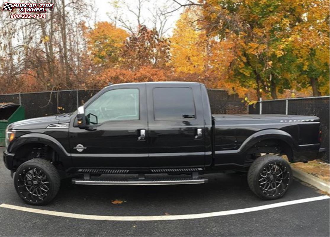 vehicle gallery/ford f 250 xd series xd820 grenade  Satin Black Milled wheels and rims