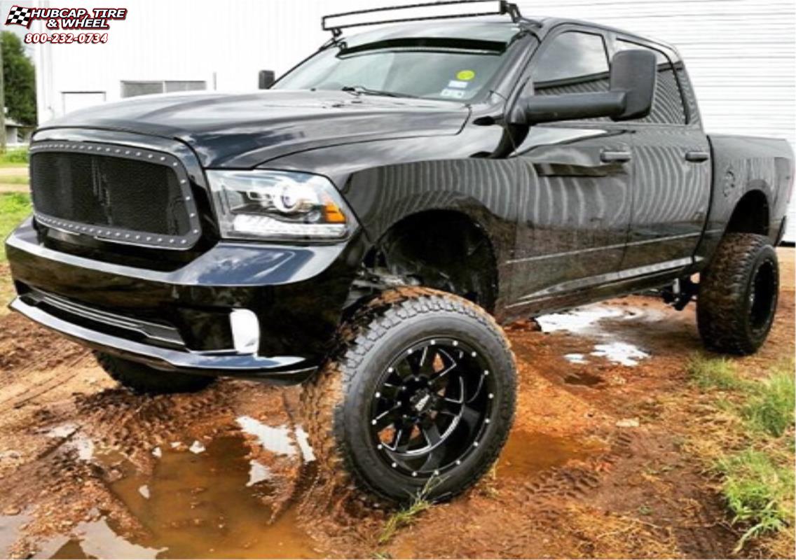 vehicle gallery/ram 1500 moto metal mo962  Gloss Black & Milled wheels and rims