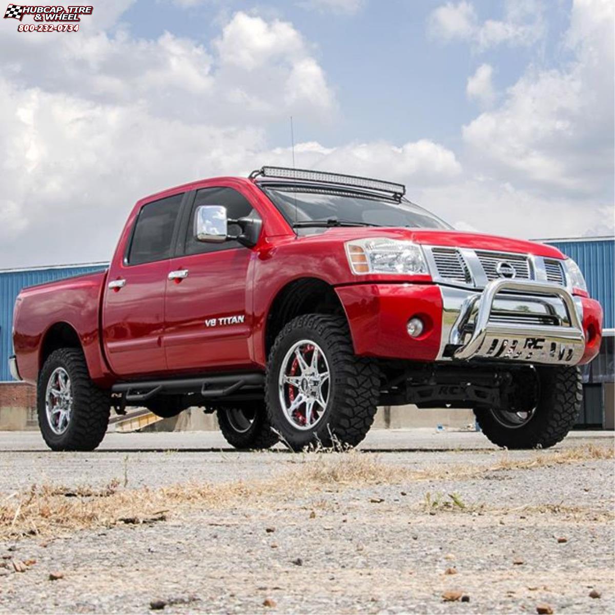 vehicle gallery/nissan titan moto metal mo961  Chrome Red Insert wheels and rims