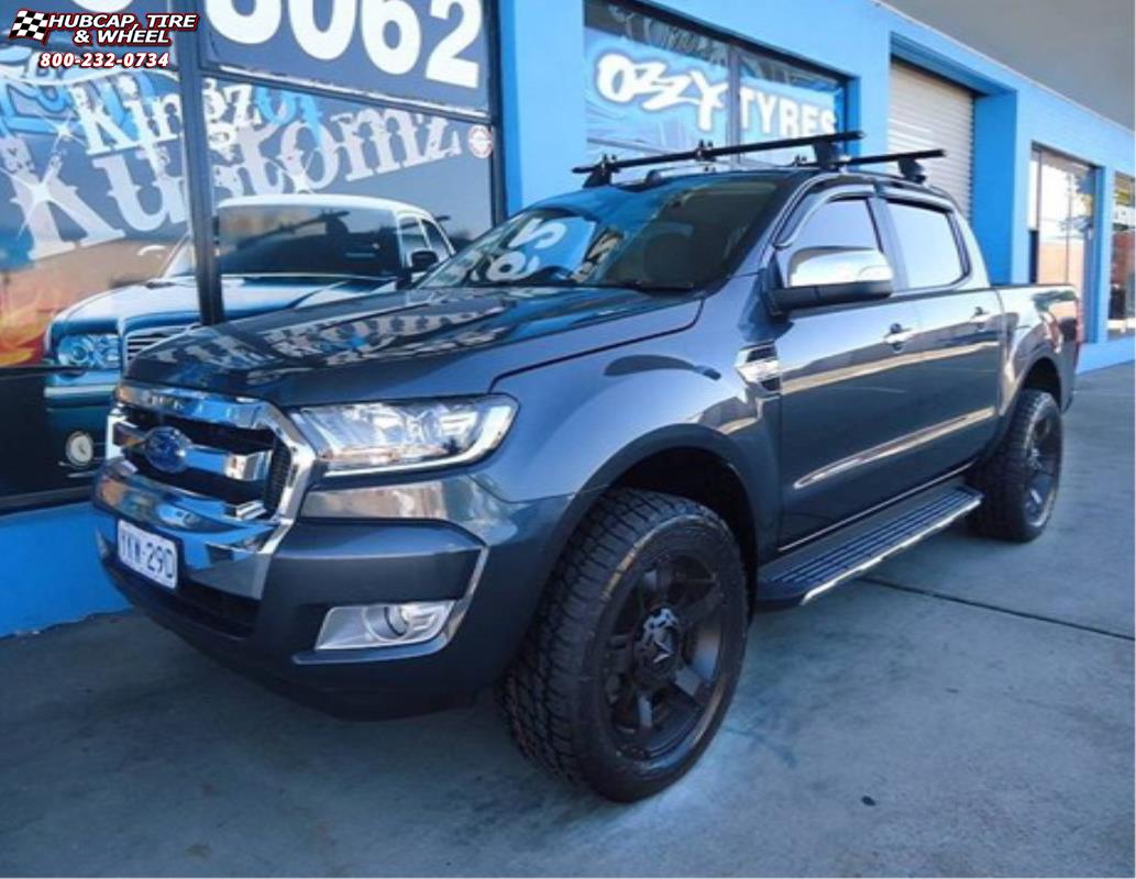 vehicle gallery/ford ranger wildtrak xd series xd811 rockstar 2  Satin Black and Black Inserts wheels and rims