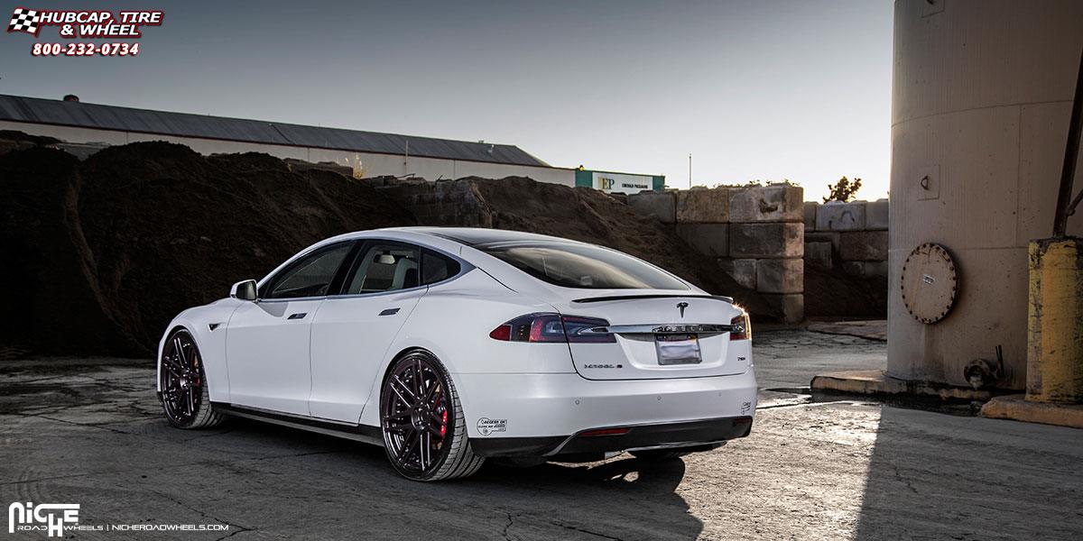 vehicle gallery/tesla s niche esses 22x9  Matte Black wheels and rims