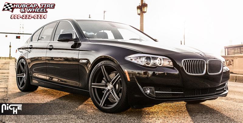 vehicle gallery/bmw 5 series niche apex 20x9  Black & Machined with Dark Tint wheels and rims