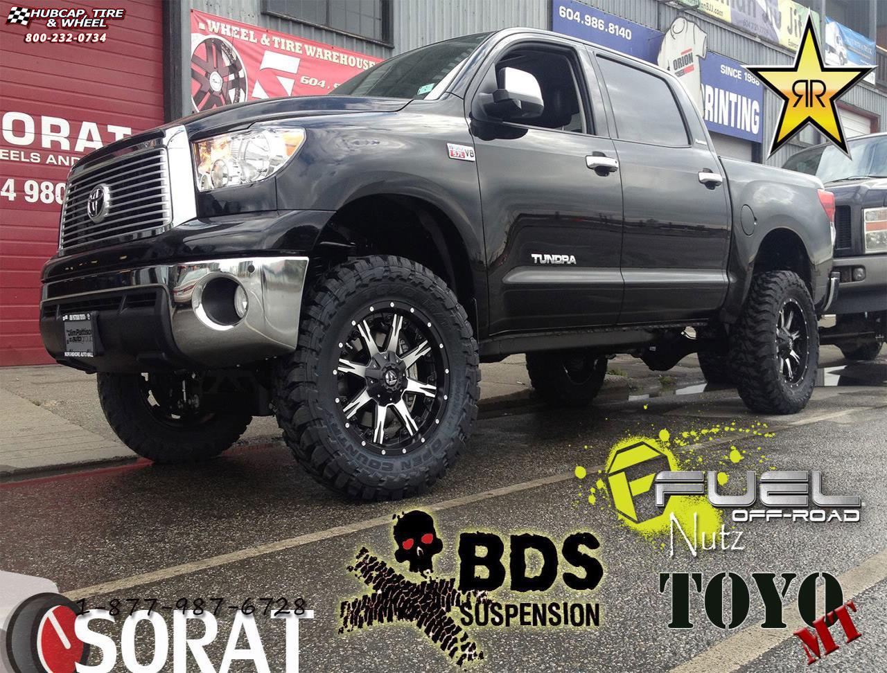 vehicle gallery/toyota tundra fuel nutz d252 0X0  Black & Machined with Dark Tint wheels and rims