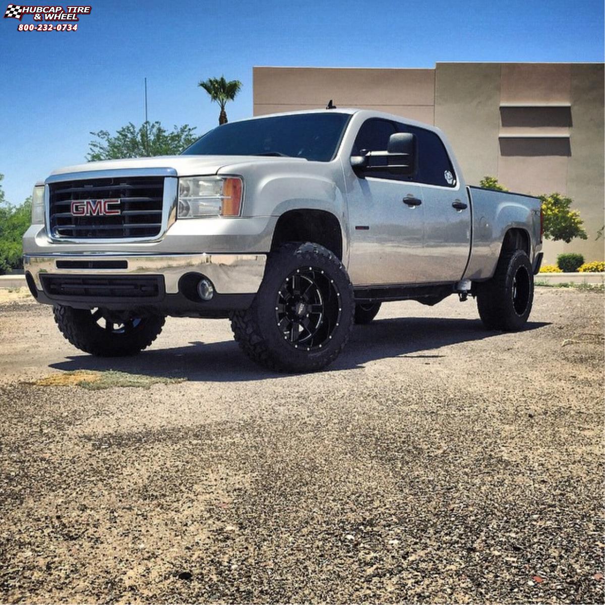 vehicle gallery/gmc sierra 1500 moto metal mo962  Gloss Black & Milled wheels and rims