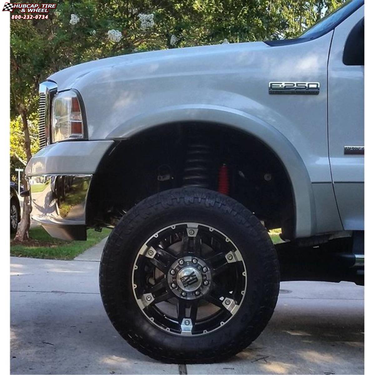 vehicle gallery/ford f 250 xd series xd797 spy x  Gloss Black Machined wheels and rims