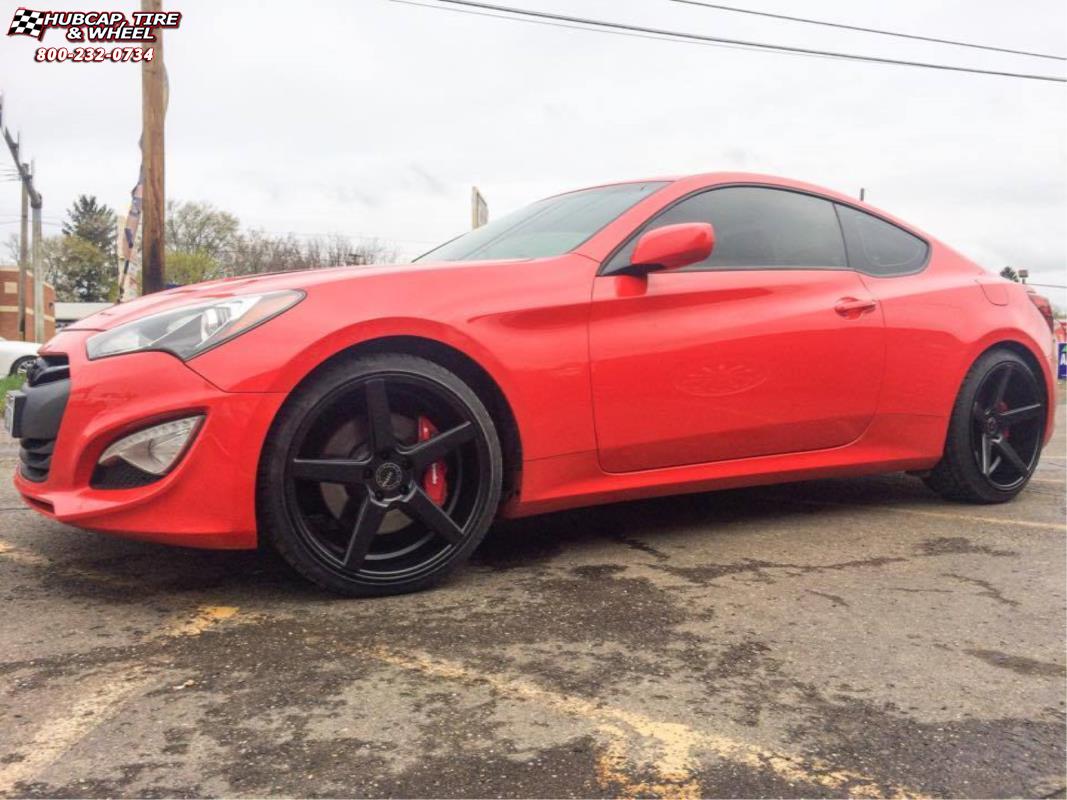 vehicle gallery/hyundai genesis xd series km685 district  Satin Black wheels and rims