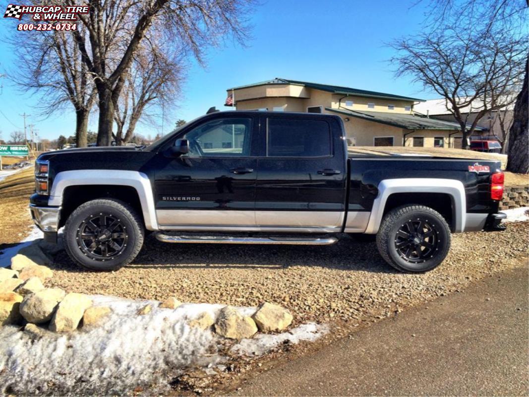 vehicle gallery/chevrolet silverado 1500 moto metal mo962  Gloss Black & Milled wheels and rims