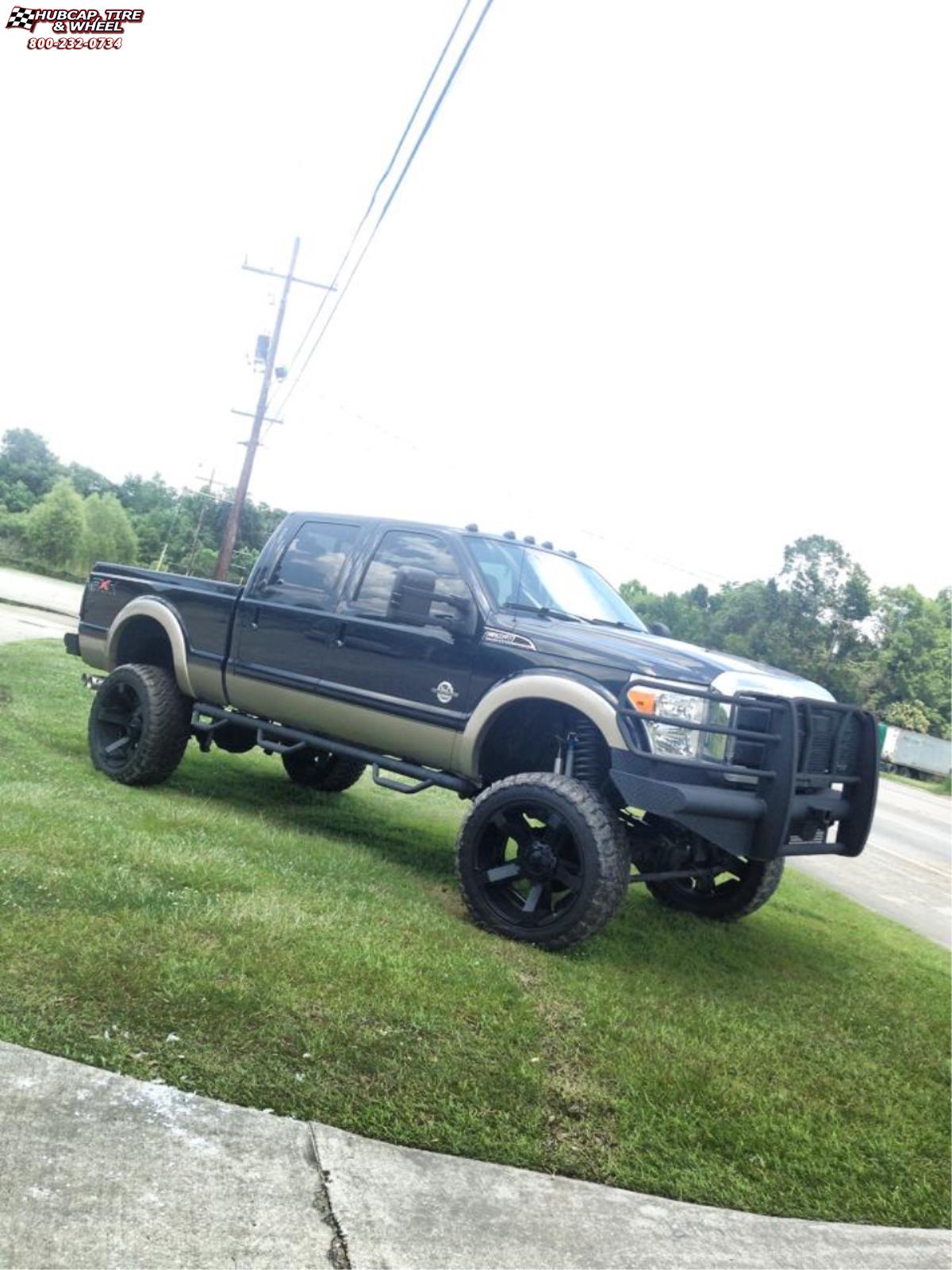 vehicle gallery/ford f 250 xd series xd811 rockstar 2  Satin Black and Black Inserts wheels and rims