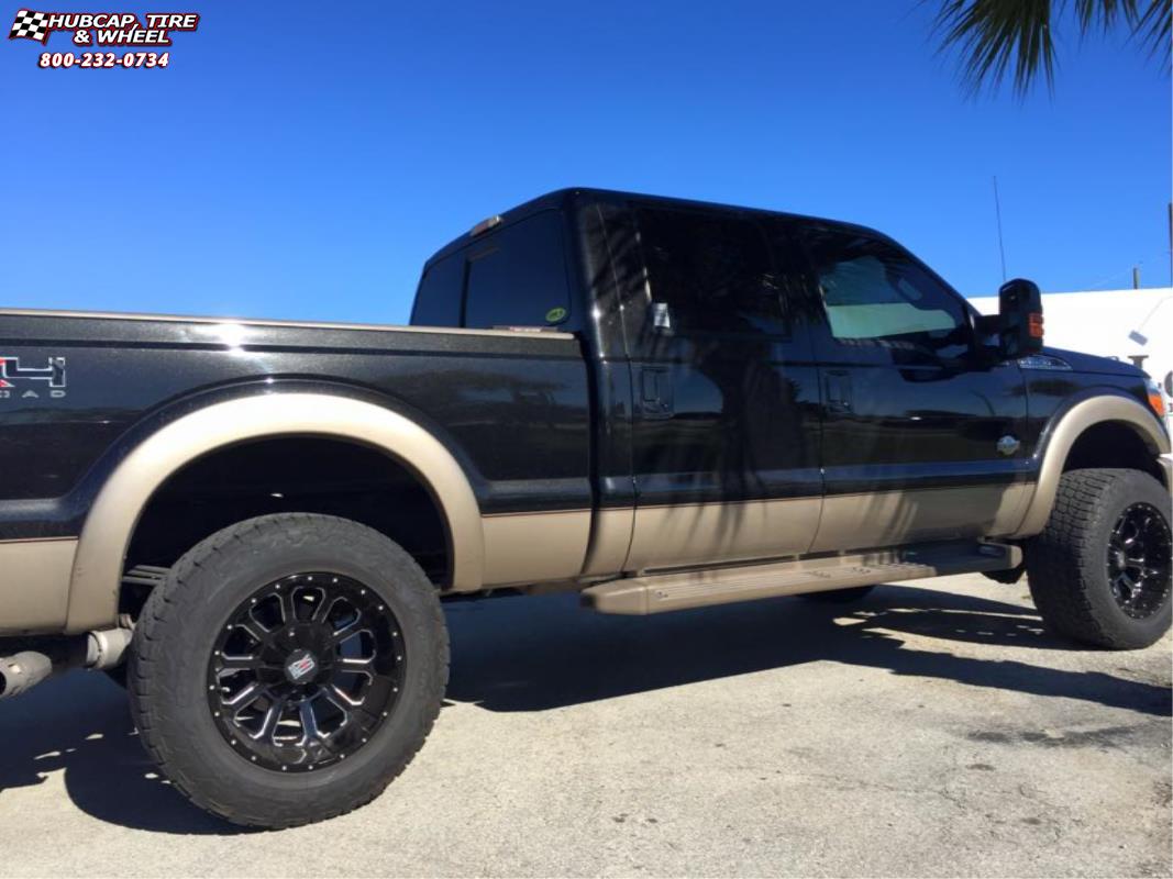 vehicle gallery/ford f 350 xd series xd806 bomb x  Gloss Black Milled wheels and rims