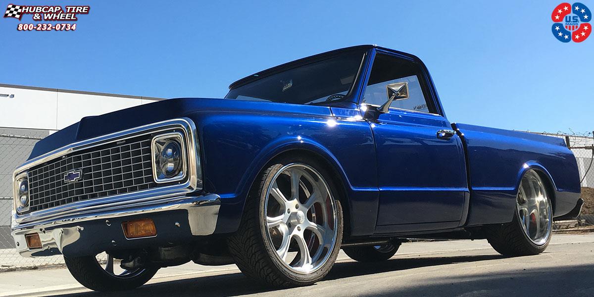 vehicle gallery/chevrolet c10 us mags el rey u459 22X9  Matte Silver Texture | Polished Lip wheels and rims