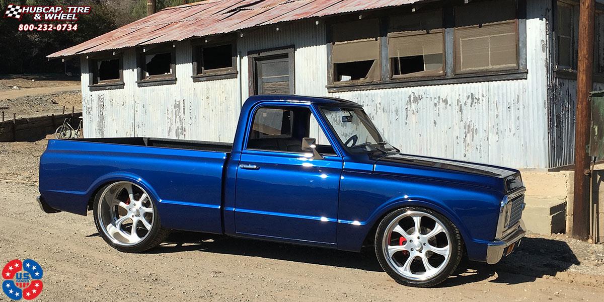 vehicle gallery/chevrolet c10 us mags el rey u459 22X9  Matte Silver Texture | Polished Lip wheels and rims