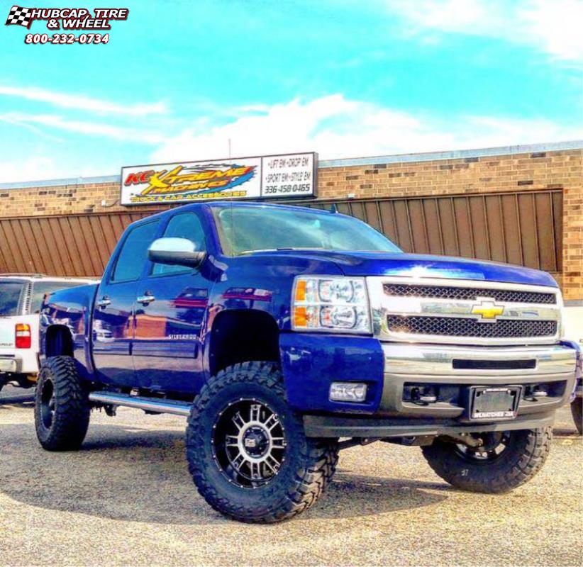 vehicle gallery/2012 chevrolet silverado 1500 xd series xd809 riot x  Matte Black Machined wheels and rims