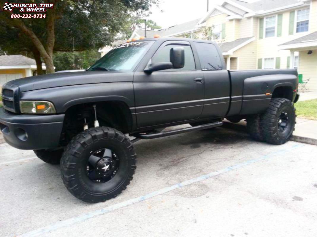 vehicle gallery/ram 3500 xd series xd775 rockstar dually x  Matte Black wheels and rims