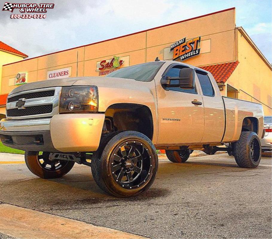 vehicle gallery/chevrolet silverado 1500 moto metal mo962  Gloss Black & Milled wheels and rims