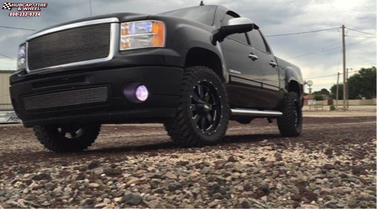 vehicle gallery/gmc sierra 1500 moto metal mo962  Satin Black & Milled wheels and rims