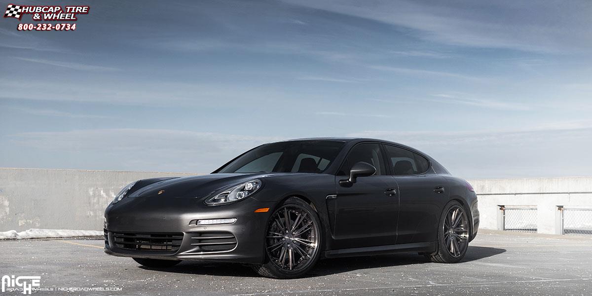 vehicle gallery/porsche panamera niche ventus 22x95  Candy Black Windows | DDT Gloss Face wheels and rims