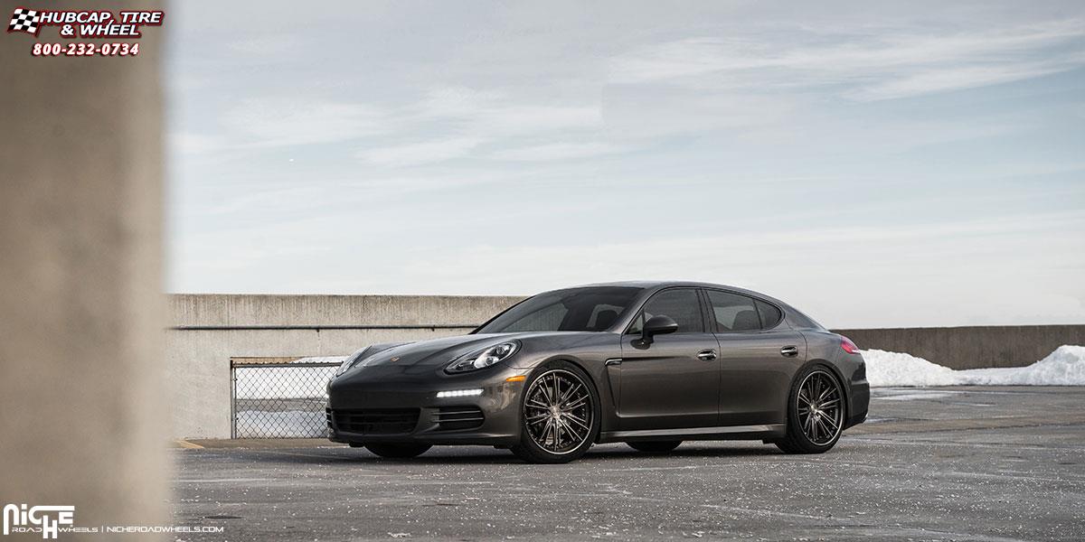 vehicle gallery/porsche panamera niche ventus 22x95  Candy Black Windows | DDT Gloss Face wheels and rims