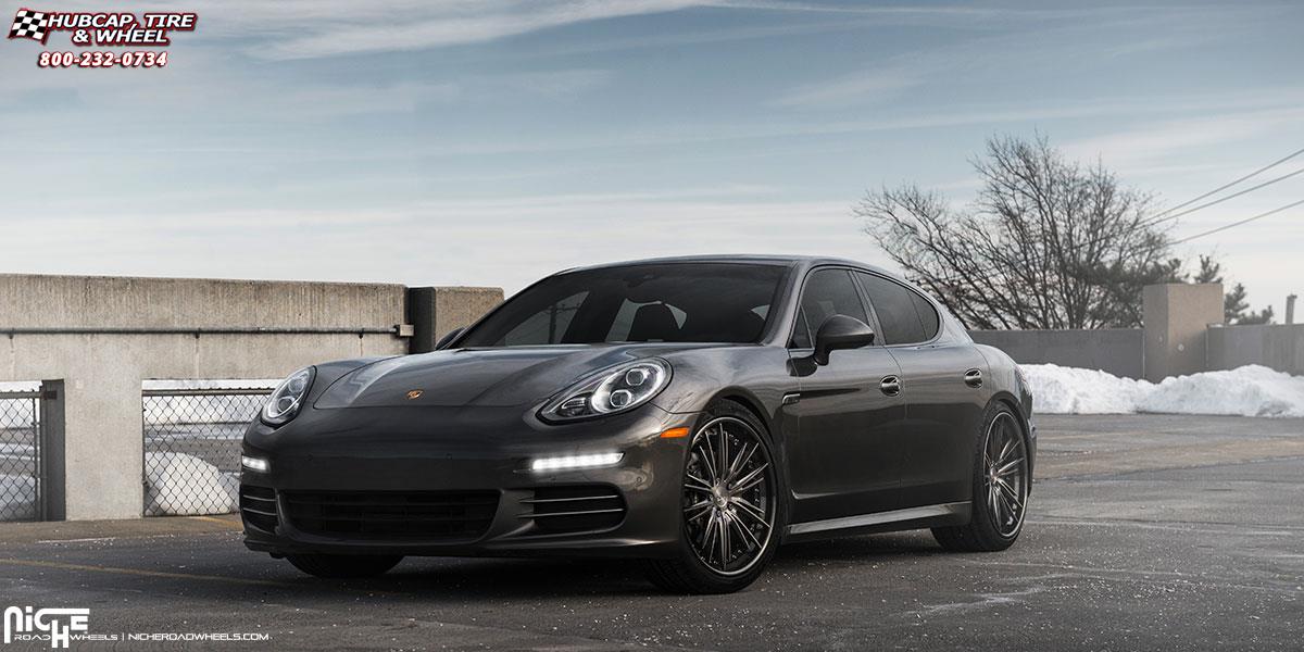 vehicle gallery/porsche panamera niche ventus 22x95  Candy Black Windows | DDT Gloss Face wheels and rims