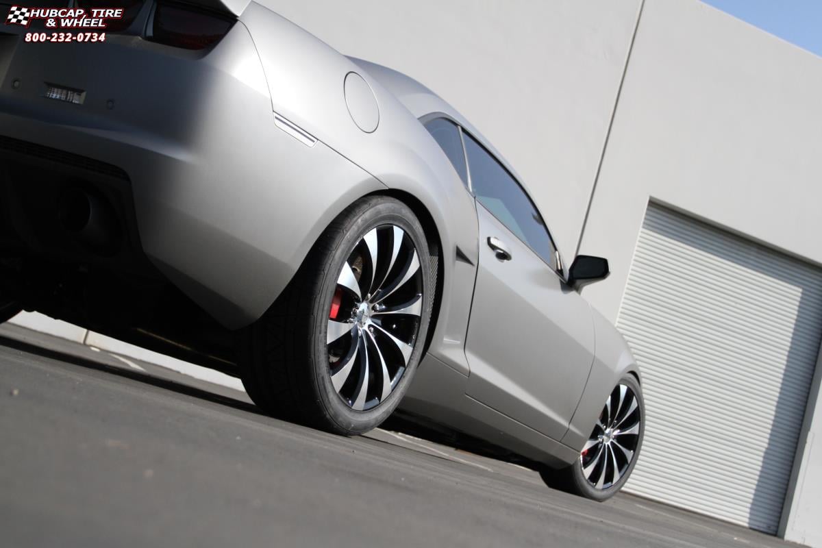 vehicle gallery/chevrolet camaro xd series km679 fader  Gloss Black Machined wheels and rims