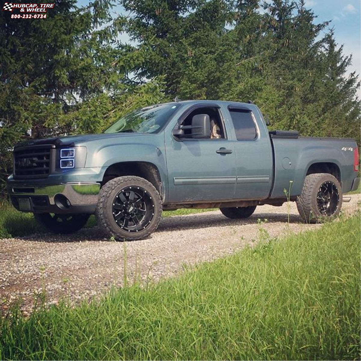 vehicle gallery/gmc sierra 1500 moto metal mo962  Gloss Black & Milled wheels and rims