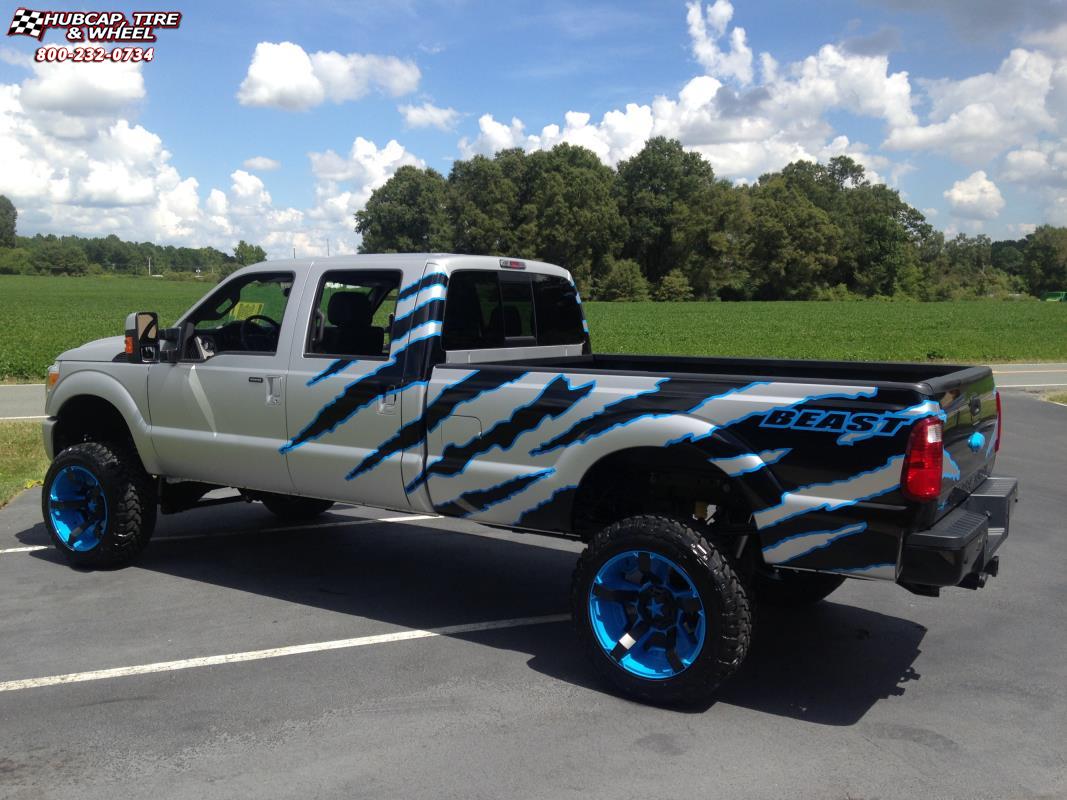 vehicle gallery/ford f 250 xd series xd811 rockstar 2  Blue Black Inserts wheels and rims