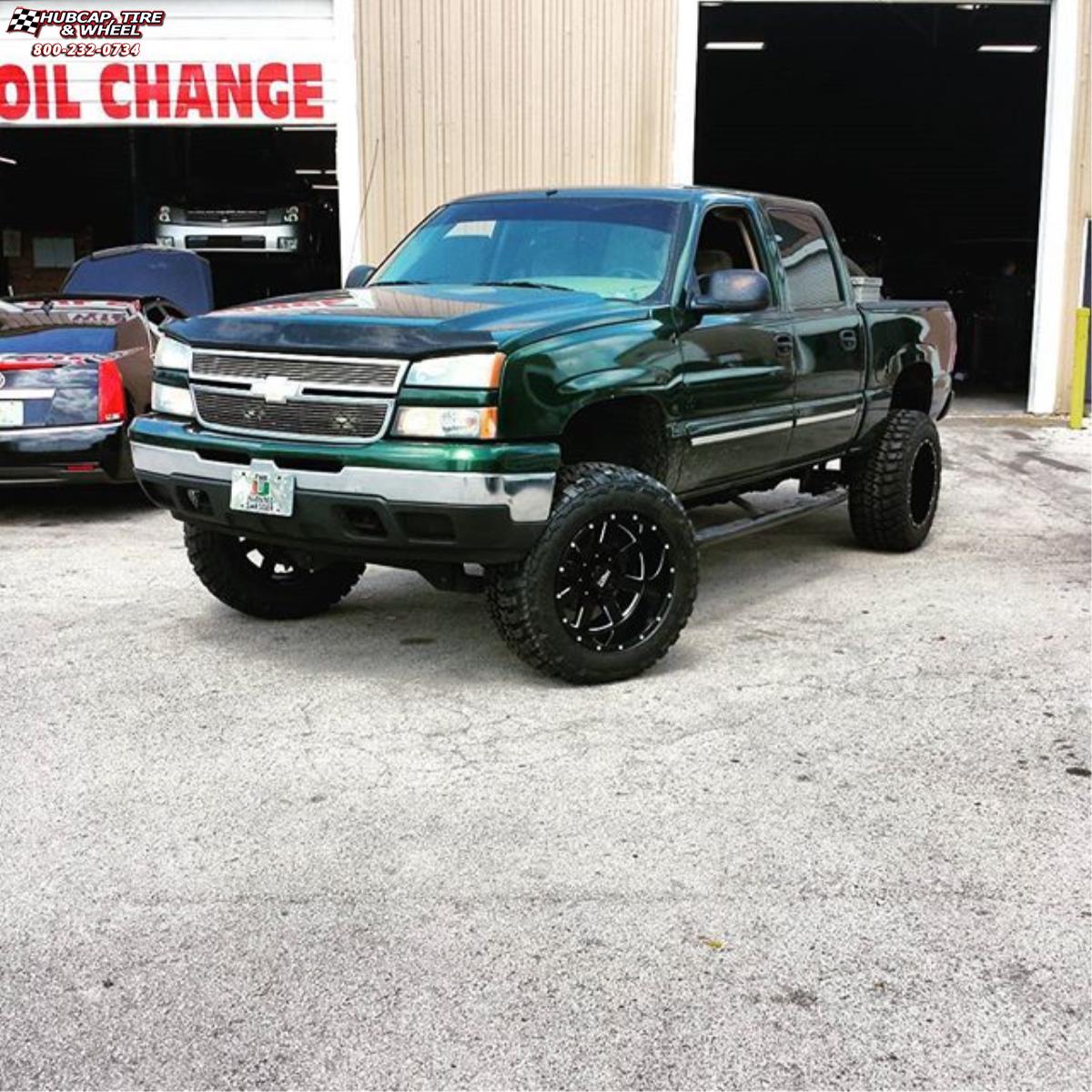 vehicle gallery/chevrolet silverado 1500 moto metal mo962  Gloss Black & Milled wheels and rims