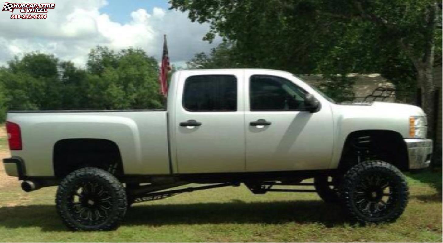 vehicle gallery/chevrolet silverado 1500 xd series xd806 bomb x  Gloss Black Milled wheels and rims