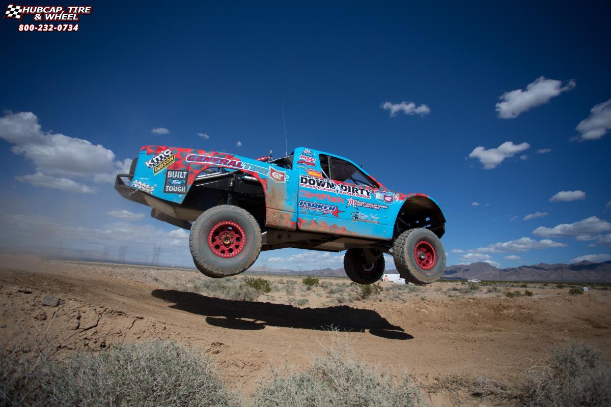 vehicle gallery/ford f 150 raptor xd series xd222 enduro beadlock x  Red wheels and rims